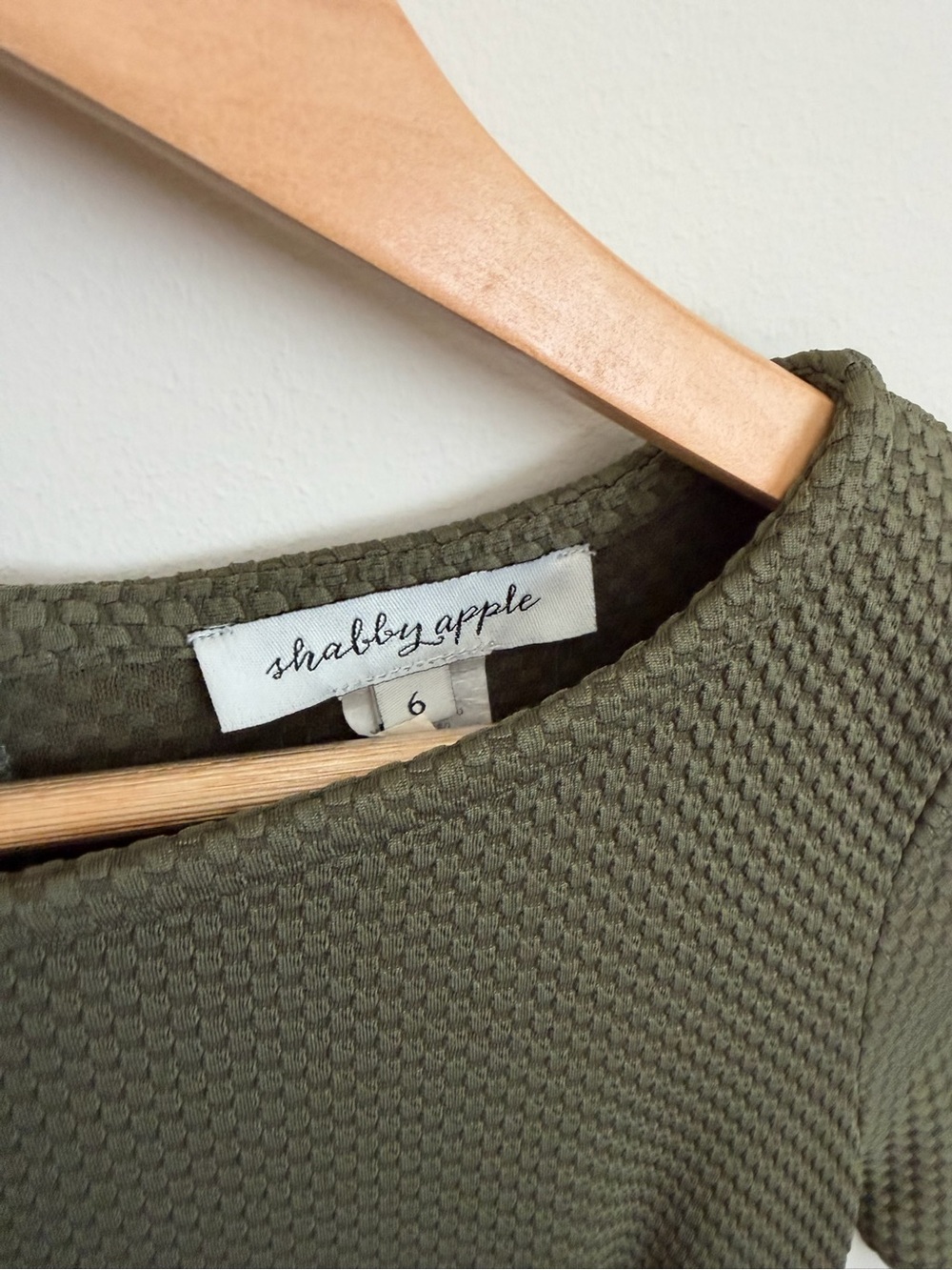 Shabby Apple Olive Textured Fit-and-Flare Dress - Picture 6 of 8